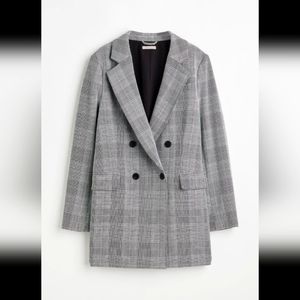 Double breasted large plaid jacket